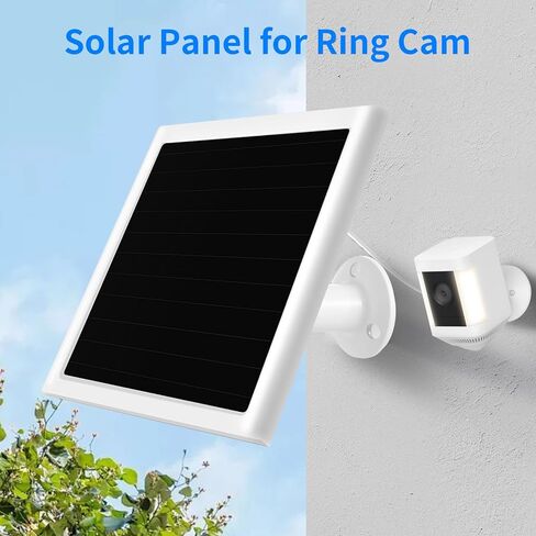 لوحة شمسية للكاميرا الحلقية، شاحن شمسي 6 وات متوافق مع Rings Spotlight Plus/Pro، بطارية كاميرا خارجية لاصقة، كابل طويل 10 أقدام مع قابس أسطواني حلقي لمحول USB-C in Kuwait