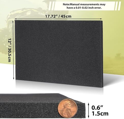 Air Filter Foam Sheet, 60 PPI Coarse Polyurethane Foam - Washable, Reusable, Cut-to-Size Filter for Motorcycle, Vacuum Cleaner, Air Purifiers, Fish Tank, Engine Air Filter Replacement (18"x12"x0.6") in Kuwait