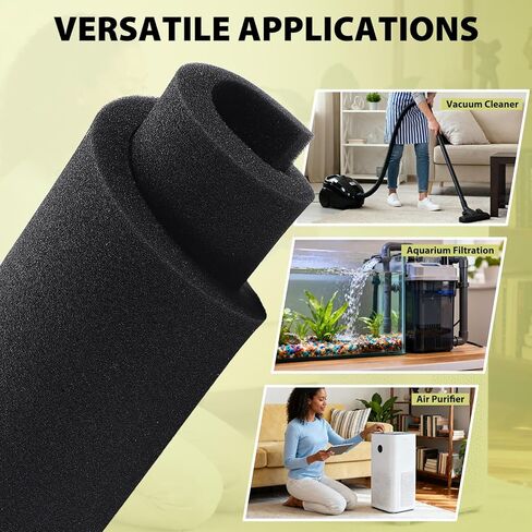 Air Filter Foam Sheet, 60 PPI Coarse Polyurethane Foam - Washable, Reusable, Cut-to-Size Filter for Motorcycle, Vacuum Cleaner, Air Purifiers, Fish Tank, Engine Air Filter Replacement (18"x12"x0.6") in Kuwait