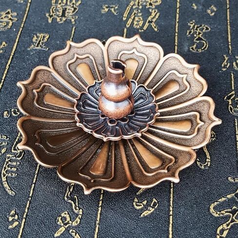 حامل بخور على شكل زهرة اللوتس، موقد برونزي قابل للفصل مع صينية لاصقة، ديكور منزلي لليوجا للتأمل in Kuwait