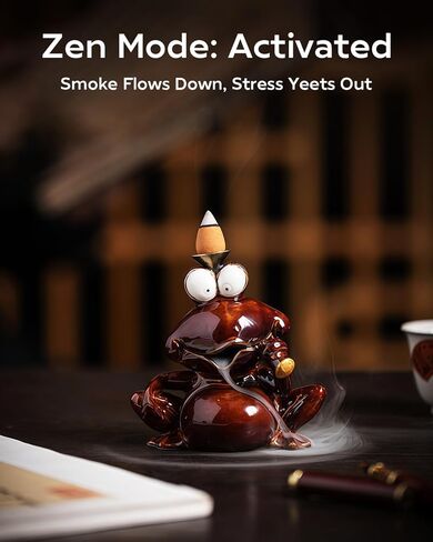Backflow Incense Burner Ceramic, Funny Smoking Frog Incense Holder, Novelty Aromatherapy Ornament Home Decor for Yoga & Meditation in Saudi Arabia