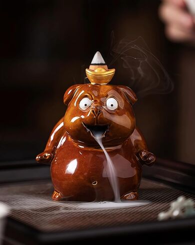 Backflow Incense Burner Ceramic, Funny Smoking Frog Incense Holder, Novelty Aromatherapy Ornament Home Decor for Yoga & Meditation in Saudi Arabia