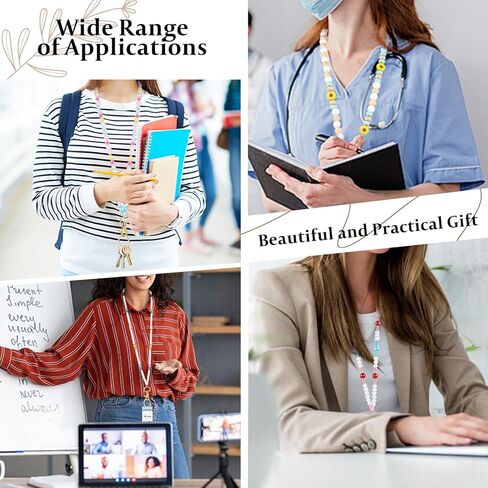 Ornaland Teacher Lanyard With id Holder Beaded Lanyards for id Badges for Women Nurse Student Office Keys Leisure Gift in Saudi Arabia