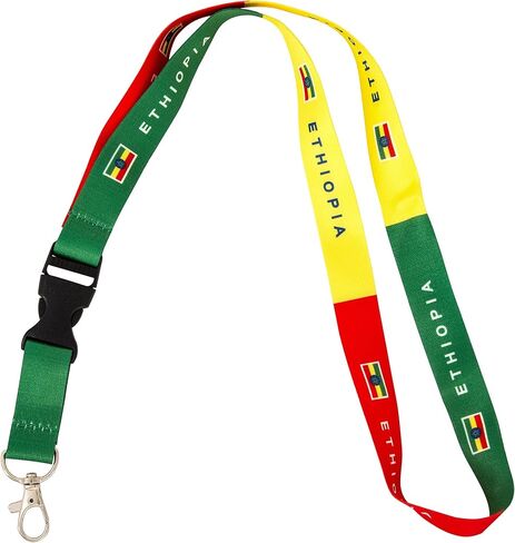Desert Cactus Country of Ethiopia Lanyard Flag Car Keys ID Badge Holder Keychain Souvenir Detachable Breakaway Snap Buckle (Lanyard) in Saudi Arabia
