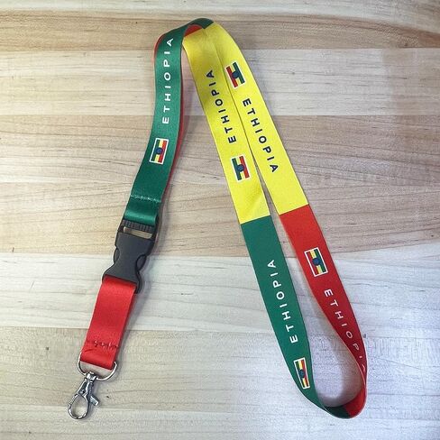 Desert Cactus Country of Ethiopia Lanyard Flag Car Keys ID Badge Holder Keychain Souvenir Detachable Breakaway Snap Buckle (Lanyard) in Saudi Arabia