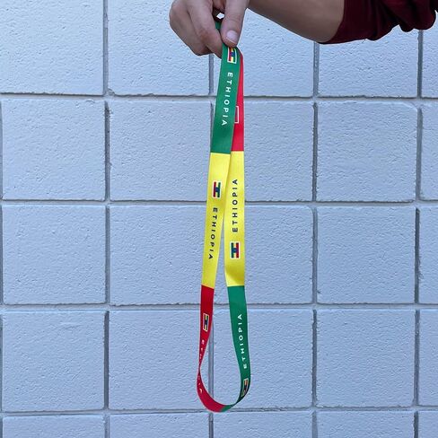 Desert Cactus Country of Ethiopia Lanyard Flag Car Keys ID Badge Holder Keychain Souvenir Detachable Breakaway Snap Buckle (Lanyard) in Saudi Arabia