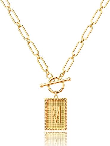 Valentines Day Gifts 14K Gold Plated Initial Letter Necklace for Women, Personalized Alphabet Pendant with Inspirational Engraving, Paperclip Chain Non-Tarnish Jewelry Gift for Her in Kuwait