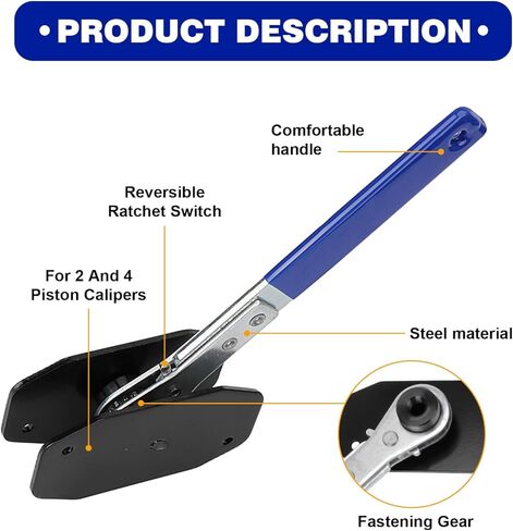 أداة ضغط فرجار الفرامل، أداة وسادة فرامل بسقاطة متأرجحة 360 درجة مع شماعات فرجار، موزع مكبس عالمي لمجموعة إصلاح السيارة ذات المكبس المزدوج المزدوج (أزرق) in Kuwait