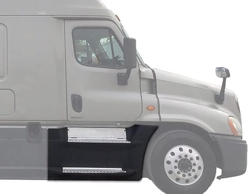 لوحة خطوة هدية أمامية Kozak (الجانب الأيمن للراكب) مع خطوات 2X وحافة خطوة علوية لـ Freightliner Cascadia 2008-2017 125 Plus شعار ومساحات وإطار لوحة ترخيص وسترة in Kuwait