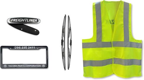 لوحة خطوة هدية أمامية Kozak (الجانب الأيمن للراكب) مع خطوات 2X وحافة خطوة علوية لـ Freightliner Cascadia 2008-2017 125 Plus شعار ومساحات وإطار لوحة ترخيص وسترة in Kuwait