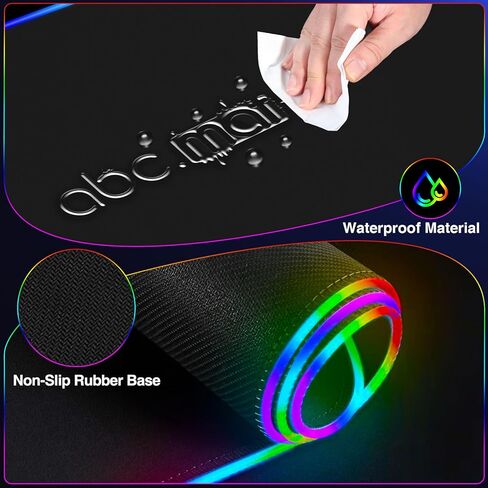 لوحة ماوس ألعاب XXL RGB LED مع شاحن لاسلكي مغناطيسي وحامل هاتف قابل للطي، بساط مكتب ممتد فائق النعومة مقاس 31.5 × 15.8 بوصة، 25 تأثير إضاءة، قاعدة غير قابلة للانزلاق، تتضمن محول PD 20 وات in Kuwait