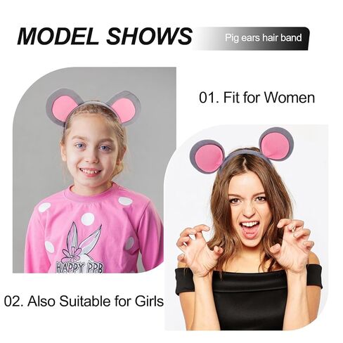 آذان الفأر عقال 2 قطعة آذان الفأر الرمادي أزياء الفئران آذان الفئران عصائب للكبار النساء الفتيات غامض ماوس الأذن للحفلات تأثيري in Kuwait