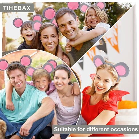 آذان الفأر عقال 2 قطعة آذان الفأر الرمادي أزياء الفئران آذان الفئران عصائب للكبار النساء الفتيات غامض ماوس الأذن للحفلات تأثيري in Kuwait