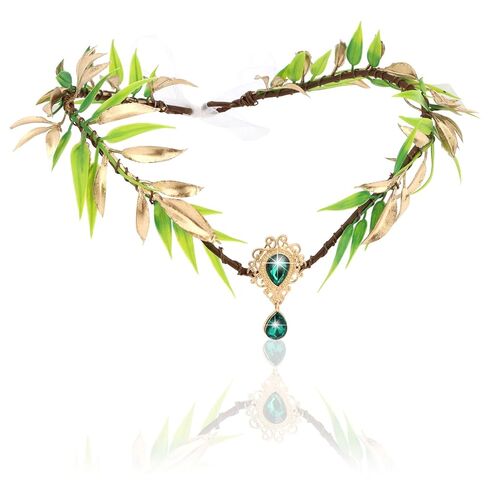 CIEHER Elf Crown Fairy Leaf Crown Crystal Headpiece Elven Crowns لأزياء الهالوين التنكرية - قرن الوعل الأسود in Saudi Arabia
