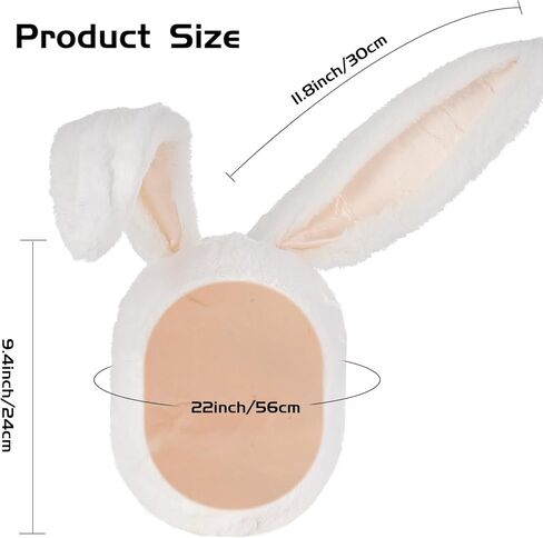 Plush Bunny Ears Hood Rabbit Costume Accessories Hat Easter Photo Props for Women Men Warm Soft and Cozy in Saudi Arabia