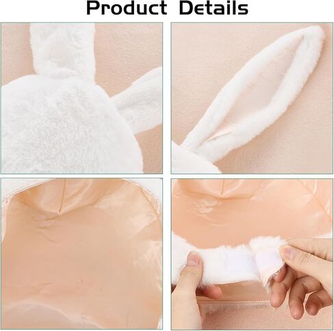 Plush Bunny Ears Hood Rabbit Costume Accessories Hat Easter Photo Props for Women Men Warm Soft and Cozy in Saudi Arabia