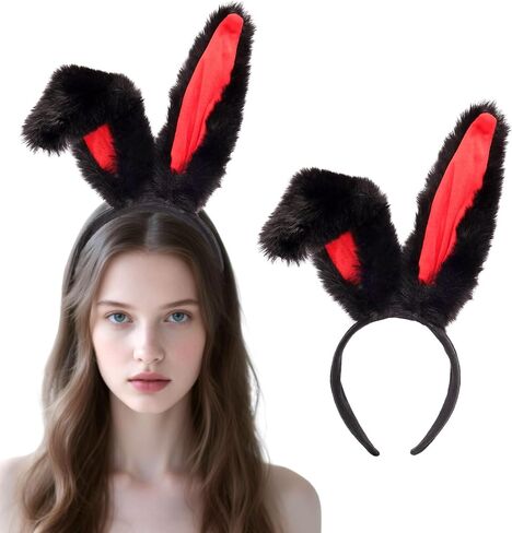 Easter Bunny Ears Headband Long Furry Rabbit Ear Hair Accessories Cute Floppy for Women Halloween Party Costume in Kuwait
