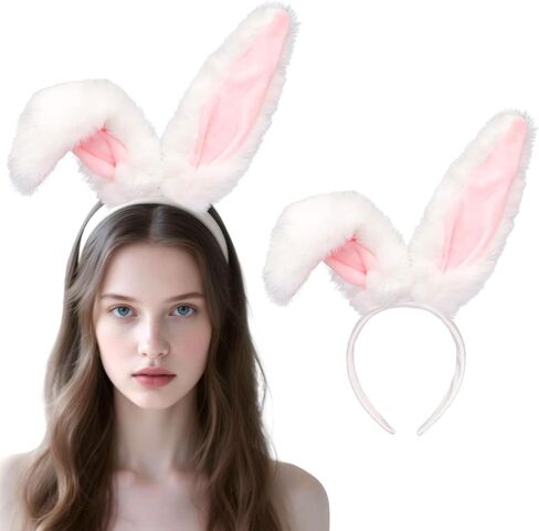 Easter Bunny Ears Headband Long Furry Rabbit Ear Hair Accessories Cute Floppy for Women Halloween Party Costume in Saudi Arabia