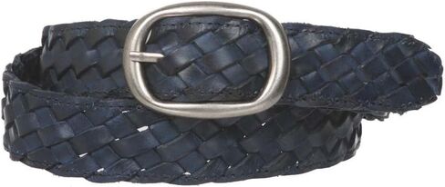 1 1/4" Braided Woven Leather Oval Belt, Navy Blue | S/M - 32 in Saudi Arabia