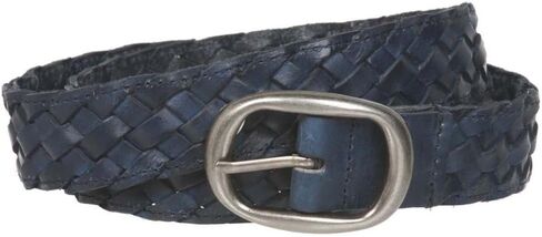 1 1/4" Braided Woven Leather Oval Belt, Navy Blue | S/M - 32 in Saudi Arabia