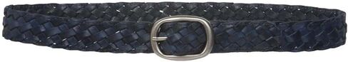 1 1/4" Braided Woven Leather Oval Belt, Navy Blue | S/M - 32 in Saudi Arabia