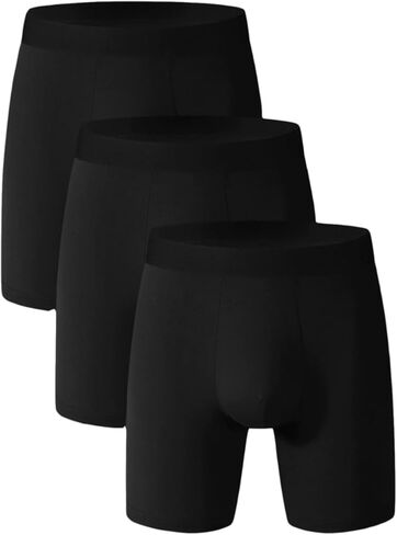 3 Pack Mens Underwear with Ball Pouch Anti Chafing Underwear Men Sport Performance Long Leg Boxer Briefs in Saudi Arabia