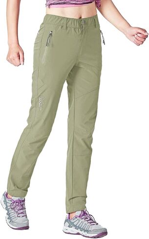 Gopune Women's Hiking Pants Lightweight Quick Dry Water Resistant Elastic Waist Workout Travel Athletic Joggers in Kuwait