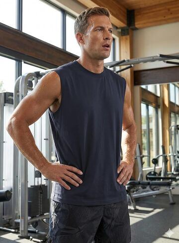 Men's Sleeveless Muscle Shirts Workout Tank Tops Cotton Tank Undershirts in Saudi Arabia