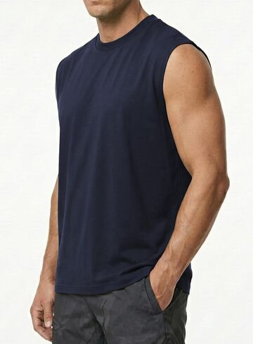 Men's Sleeveless Muscle Shirts Workout Tank Tops Cotton Tank Undershirts in Saudi Arabia