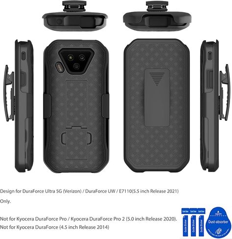 Ailiber متوافق مع حافظة Kyocera DuraForce Ultra 5G UW مع واقي شاشة، حامل حامل بمشبك حزام دوار، غطاء حماية كامل الجسم نحيف ومتين لهاتف DuraForce Ultra 5G E7110-أسود in Kuwait