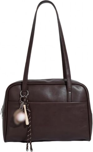 حقيبة كتف عتيقة للنساء، حقائب مدرسية يابانية بنية لطيفة، حقائب يد من الجلد الناعم Y2K، مصمم محفظة مربعة جمالية عصرية بسحاب in Kuwait