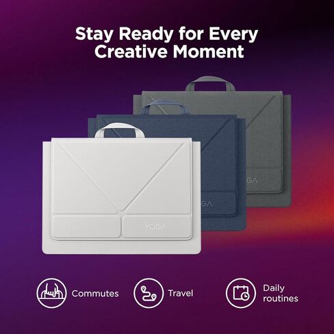 Lenovo Yoga Tote Sleeve Case for Laptops with 16-inch Display, Multi-Compartment Organizer with Convertible Stand, Lightweight Protective Polyester & Microfiber Sleeve, Seashell in Kuwait