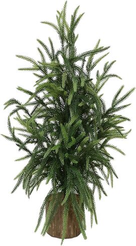 2 Pack 2ft Premium Lifelike Easter Artificial Norfolk Pine Tree with Realistic Artificial Wood Pot Perfect Year-Round Indoor Outdoor Decor for Holidays Home Office in Saudi Arabia