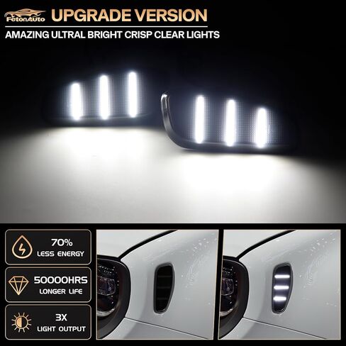 Smoked Lens Front Fender White LED Side Marker Lights Assembly for Jeep Renegade 2015-2023, Replace 68256049AA 68256050AA in Saudi Arabia