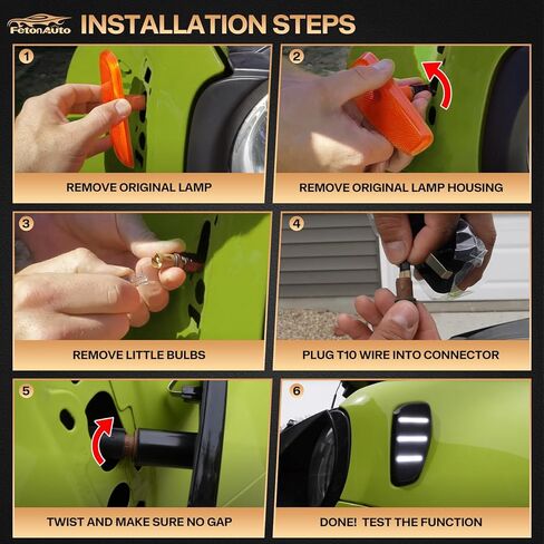 Smoked Lens Front Fender White LED Side Marker Lights Assembly for Jeep Renegade 2015-2023, Replace 68256049AA 68256050AA in Saudi Arabia