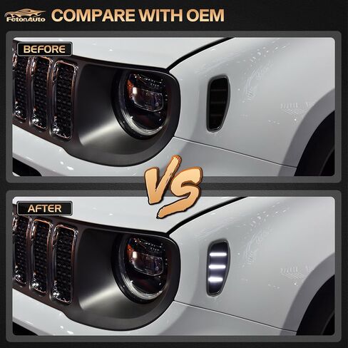 Smoked Lens Front Fender White LED Side Marker Lights Assembly for Jeep Renegade 2015-2023, Replace 68256049AA 68256050AA in Saudi Arabia