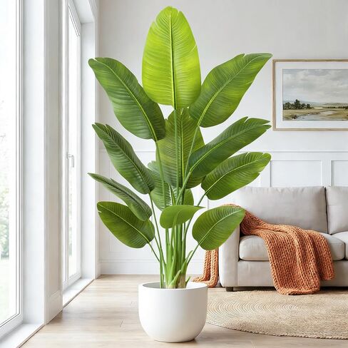 Lifelike Bird of Paradise Artificial Plant,5ft Faux Banana Leaf Tree with 10 Trunks - Perfect Indoor Silk Floor Plant for Home Decor in Living Room, Office, and Bedroom (Set of 2) in Saudi Arabia