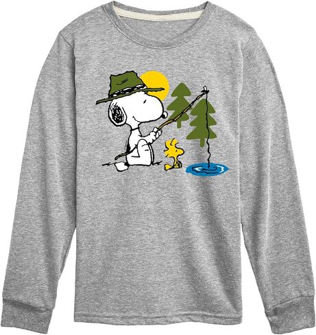 HYBRID APPAREL - Peanuts - Snoopy Woodstock Fishing - Toddler & Youth Long Sleeve Graphic T-Shirt in Saudi Arabia