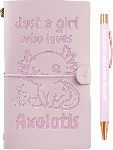 هدايا InnoBeta Axolotl للفتيات، دفتر يوميات مع قلم، دفتر رسم قابل لإعادة الملء، مذكرات سفر، مخطط مبطن، 7x5 بوصة، وردي in Kuwait