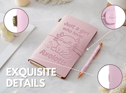 هدايا InnoBeta Axolotl للفتيات، دفتر يوميات مع قلم، دفتر رسم قابل لإعادة الملء، مذكرات سفر، مخطط مبطن، 7x5 بوصة، وردي in Kuwait