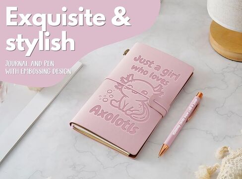 هدايا InnoBeta Axolotl للفتيات، دفتر يوميات مع قلم، دفتر رسم قابل لإعادة الملء، مذكرات سفر، مخطط مبطن، 7x5 بوصة، وردي in Kuwait