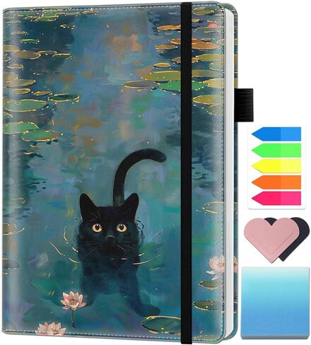 A5 Leather Lined Journal Notebook, 200 Pages Hardcover Executive Notebook for Men Women Office School Note Taking, Thick Writing Paper Daily Journal with Bookmarks/Indexes,Girl Under The Stars in Kuwait