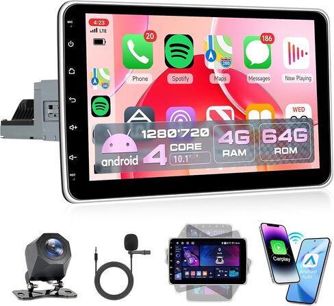 2G 64G Android Single Din Touchscreen Car Stereo Wireless Carplay Android Auto، Rimoody 9 بوصة شاشة تعمل باللمس Android 1 din راديو السيارة مع WiFi GPS Navigation Bluetooth FM Radio + كاميرا احتياطية in Saudi Arabia