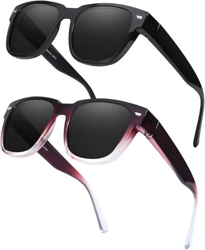 نظارات شمسية مستقطبة من FIMILU قطعتين تناسب النظارات للنساء، نظارات شمسية مربعة للقيادة وحماية من الأشعة فوق البنفسجية 400 في الهواء الطلق in Kuwait