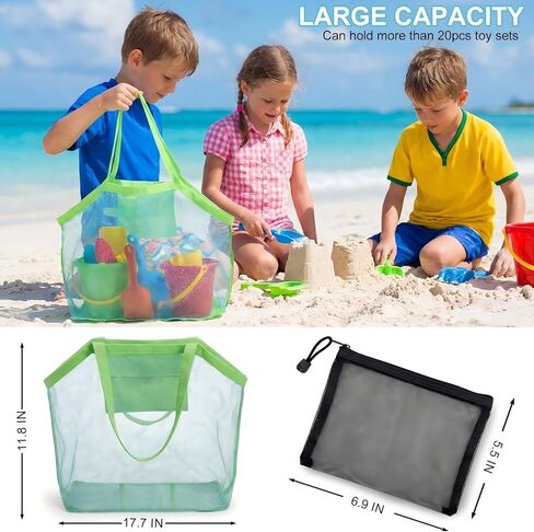 Sadnyy 5 Pcs Extra Large Beach Mesh Tote Bag with Zipper for Family Foldable Beach Toy Bag for Women Men Vacation Essentials in Saudi Arabia