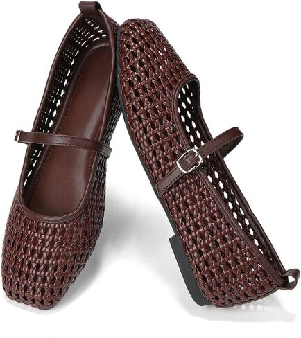 Flats for Women Mary Jane Shoes Mesh Ballet Foldable Flat Women's Squared Toe Woven Comfortable Dressy Office Casual Shoe in Kuwait