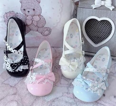 Kawaii Cute Mary Jane Flats Sweet Bow Cross Strap JK Uniform Lolita Shoes Casual Dressy Walking Cosplay Costume Women in Saudi Arabia