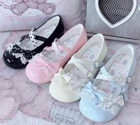 Kawaii Cute Mary Jane Flats Sweet Bow Cross Strap JK Uniform Lolita Shoes Casual Dressy Walking Cosplay Costume Women in Saudi Arabia