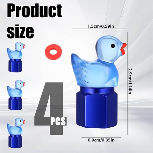 4 Pcs Cute Duck Tire Valve Stem Cap, Decorative Tires Valves Caps, Glow in The Dark Tire Valve Caps, Wheel Accessories, Universal for Cars, Motorcycles, Trucks and Bicycles (Blue) in Saudi Arabia