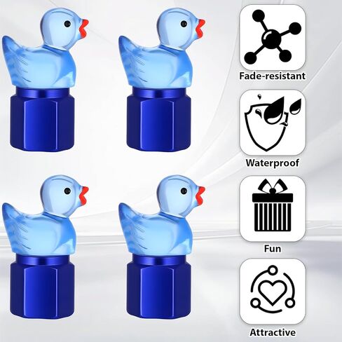 4 Pcs Cute Duck Tire Valve Stem Cap, Decorative Tires Valves Caps, Glow in The Dark Tire Valve Caps, Wheel Accessories, Universal for Cars, Motorcycles, Trucks and Bicycles (Blue) in Saudi Arabia